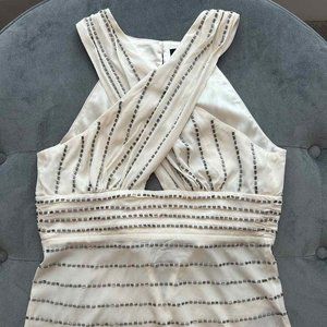 bebe Sleeveless Beaded Wrap Top